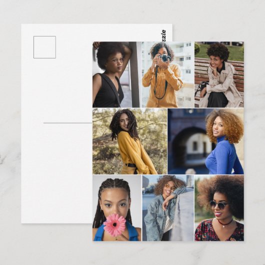 Ontwerp je eigen 8 fotocollage briefkaart (Voorkant / Achterkant)