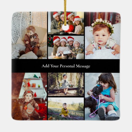 Ontwerp je eigen 8 fotocollage keramisch ornament (Achterkant)