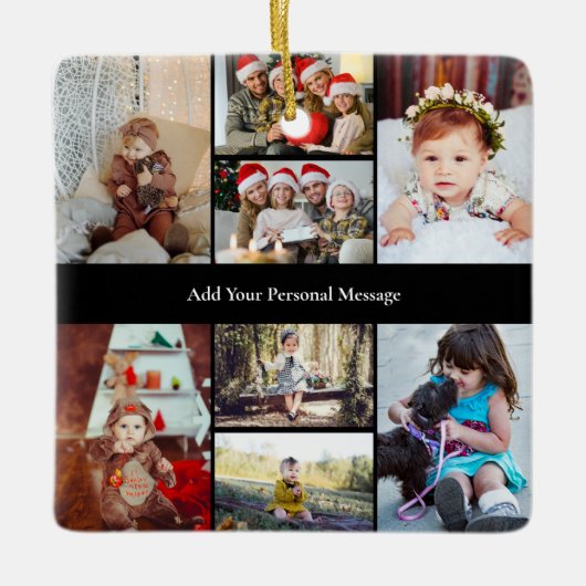 Ontwerp je eigen 8 fotocollage keramisch ornament (Voorkant)