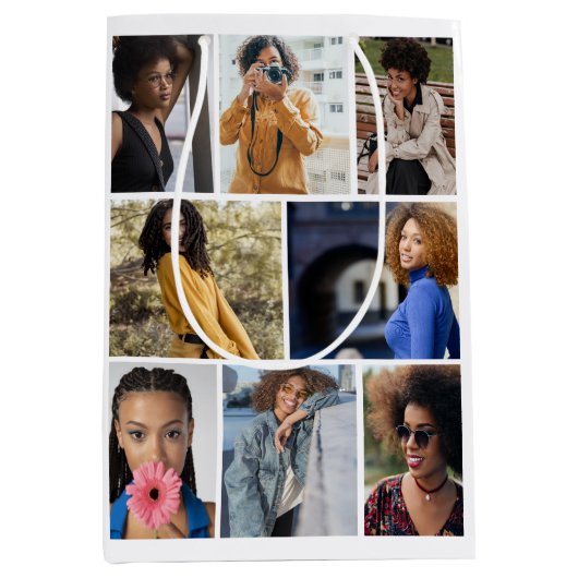 Ontwerp je eigen 8 fotocollage medium cadeauzakje (Voorkant)