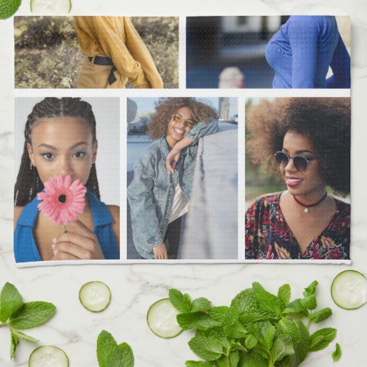 Ontwerp je eigen 8 fotocollage theedoek (Gevouwen)