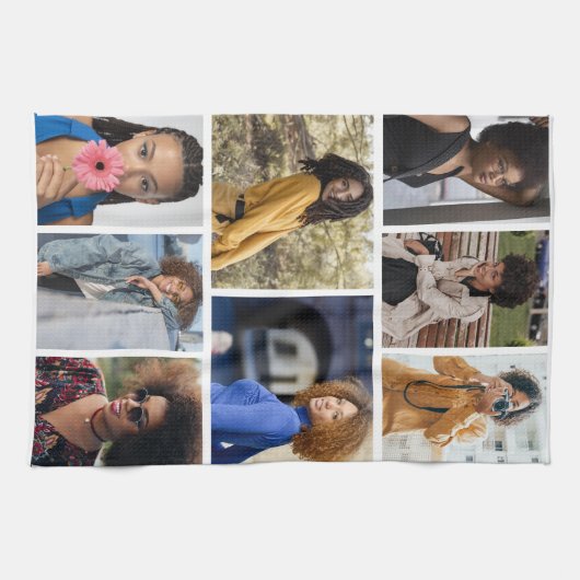 Ontwerp je eigen 8 fotocollage theedoek (Horizontaal)