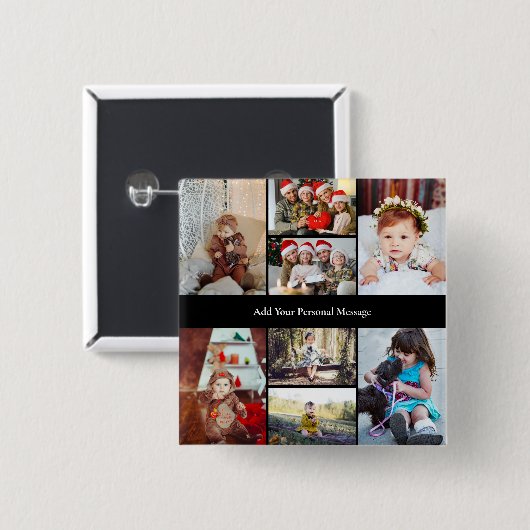 Ontwerp je eigen 8 fotocollage vierkante button 5,1 cm (Voorkant /achterkant)