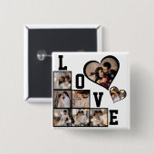 Ontwerp je eigen 8 fotocollage vierkante button 5,1 cm (Voorkant /achterkant)