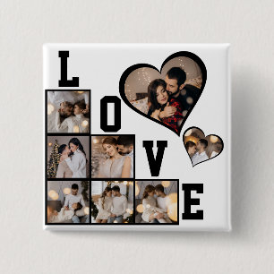 Ontwerp je eigen 8 fotocollage vierkante button 5,1 cm