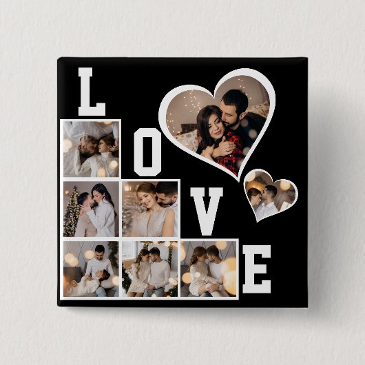 Ontwerp je eigen 8 fotocollage vierkante button 5,1 cm (Voorkant)