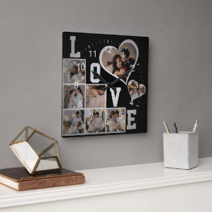 Ontwerp je eigen 8 fotocollage vierkante klok