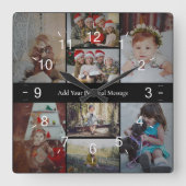 Ontwerp je eigen 8 fotocollage vierkante klok (Voorkant)