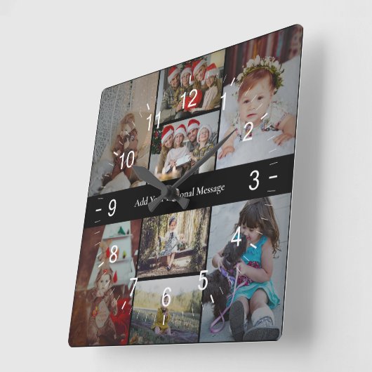 Ontwerp je eigen 8 fotocollage vierkante klok (Hoek)