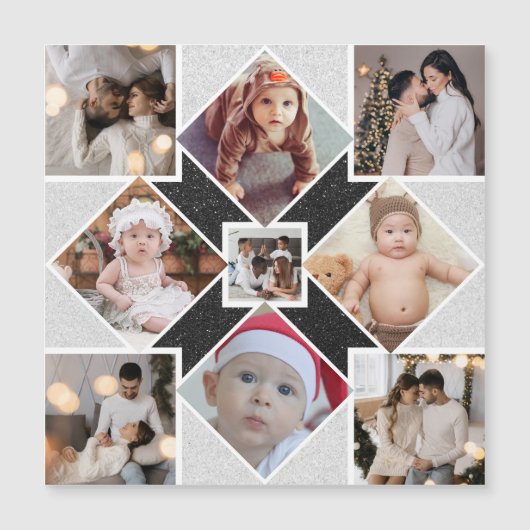 Ontwerp je eigen 9 foto collage magnetische uitnodiging (Voorkant)