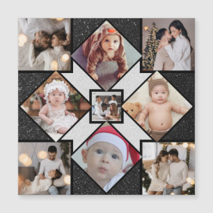 Ontwerp je eigen 9 foto collage magnetische uitnodiging