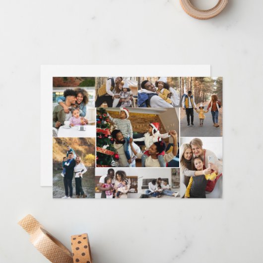 Ontwerp je eigen 9 foto collage notitiekaartje (Voorkant / Achterkant in situ)