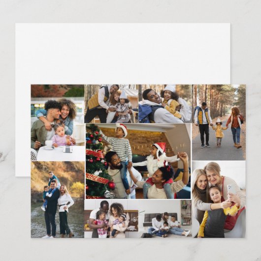 Ontwerp je eigen 9 foto collage notitiekaartje (Voorkant / Achterkant)