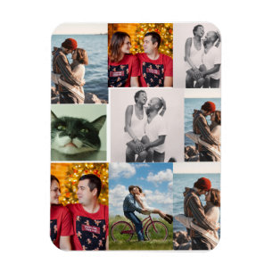 Ontwerp je eigen 9 foto persoonlijke collage magneet