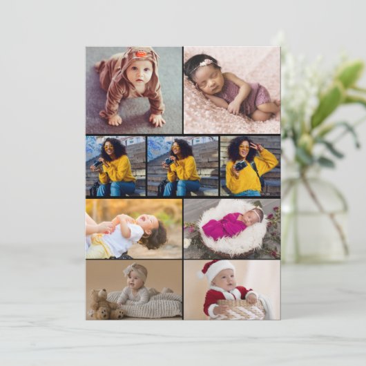 Ontwerp je eigen 9 fotocollage bedankkaart (Staand voorkant)
