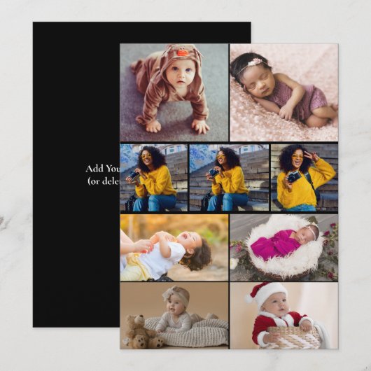 Ontwerp je eigen 9 fotocollage bedankkaart (Voorkant / Achterkant)