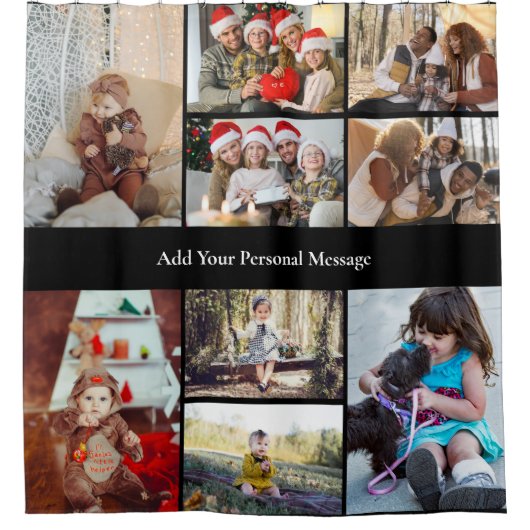 Ontwerp je eigen 9 fotocollage douchegordijn (Voorkant)