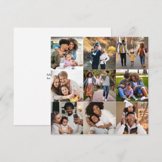 Ontwerp je eigen 9 fotocollage feestdagenkaart (Voorkant / Achterkant)