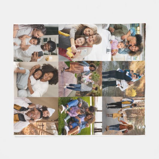 Ontwerp je eigen 9 fotocollage fleece deken (Voorkant (Horizontaal))