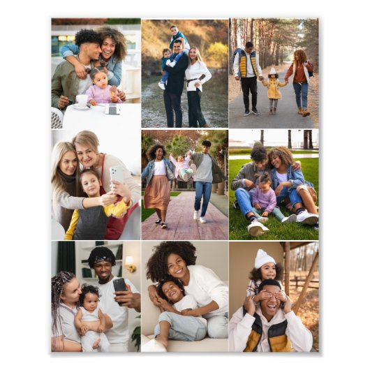 Ontwerp je eigen 9 fotocollage foto afdruk (Voorkant)