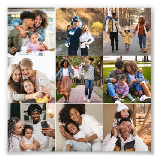 Ontwerp je eigen 9 fotocollage foto afdruk (Voorkant)