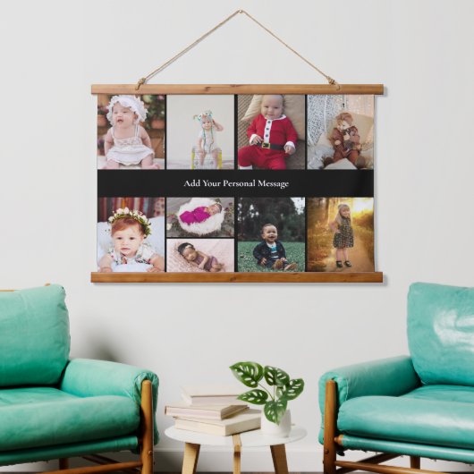 Ontwerp je eigen 9 fotocollage hangend wandkleed (Woonkamer)