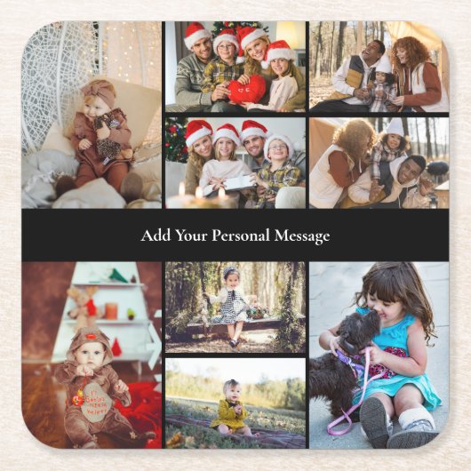 Ontwerp je eigen 9 fotocollage kartonnen onderzetters (Voorkant)