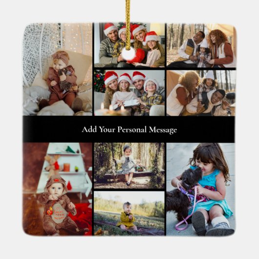 Ontwerp je eigen 9 fotocollage keramisch ornament (Achterkant)