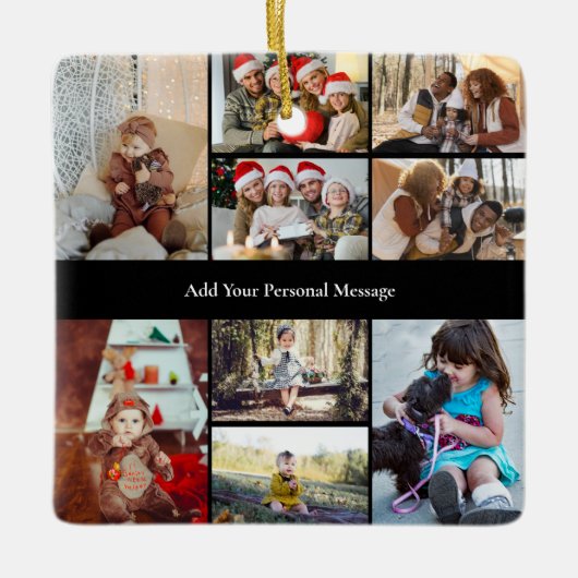 Ontwerp je eigen 9 fotocollage keramisch ornament (Voorkant)