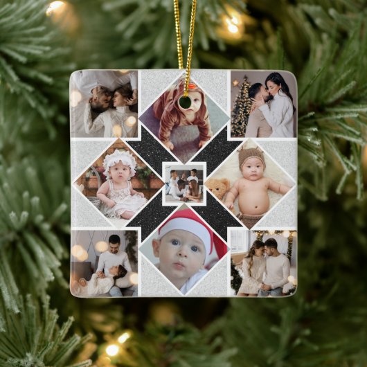 Ontwerp je eigen 9 fotocollage keramisch ornament (Boom)