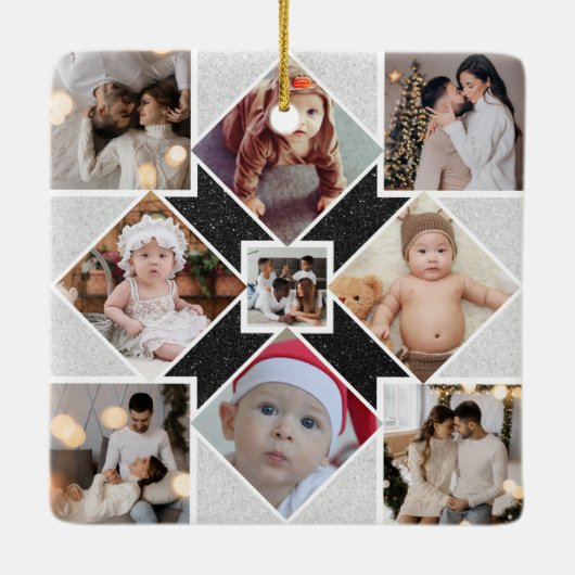 Ontwerp je eigen 9 fotocollage keramisch ornament (Achterkant)