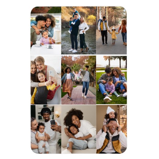 Ontwerp je eigen 9 fotocollage magneet (Verticaal)