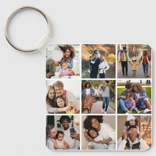 Ontwerp je eigen 9 fotocollage sleutelhanger (Voorkant)