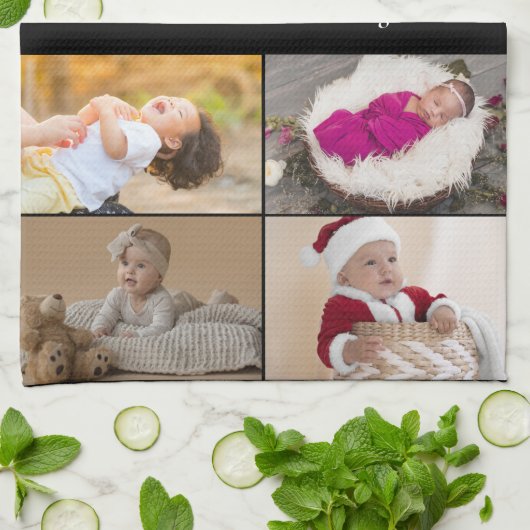 Ontwerp je eigen 9 fotocollage theedoek (Gevouwen)