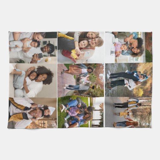 Ontwerp je eigen 9 fotocollage theedoek (Horizontaal)