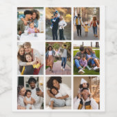 Ontwerp je eigen 9 fotocollage wijn etiket (Enkel label)