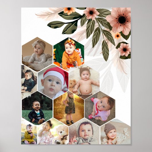 Ontwerp je eigen Bloemen 12 Fotocollage Poster (Voorkant)