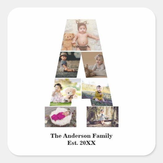 Ontwerp je eigen brief in een fotocollage vierkante sticker (Voorkant)