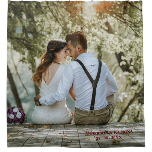 Ontwerp je eigen bruiloft foto douchegordijn (Voorkant)