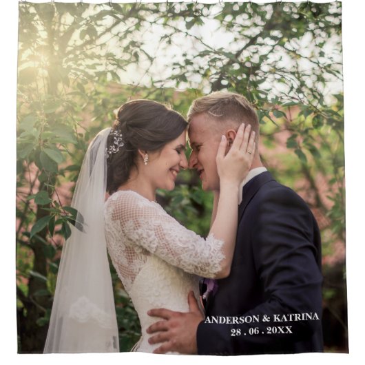 Ontwerp je eigen bruiloft foto douchegordijn (Voorkant)