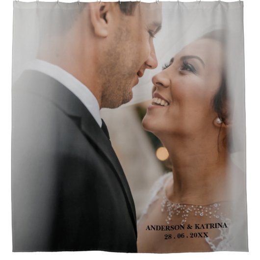 Ontwerp je eigen bruiloft foto douchegordijn (Voorkant)