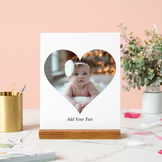 Ontwerp je eigen enkele hartvormige foto acryl bord (Huwelijk)