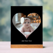 Ontwerp je eigen enkele hartvormige foto acryl bord (Neutraal)