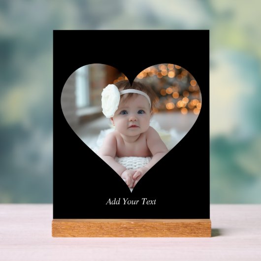 Ontwerp je eigen enkele hartvormige foto acryl bord (Neutraal)