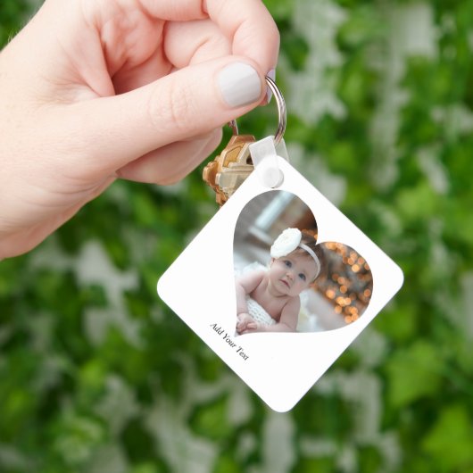 Ontwerp je eigen enkele hartvormige foto sleutelhanger (Hand)