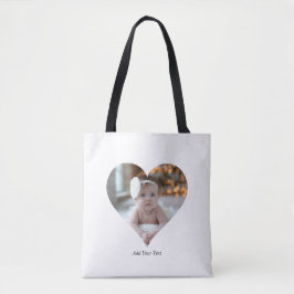 Ontwerp je eigen enkele hartvormige foto tote bag