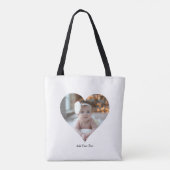 Ontwerp je eigen enkele hartvormige foto tote bag (Achterkant)