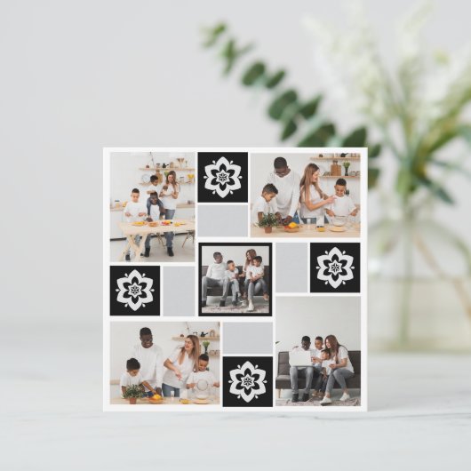 Ontwerp je eigen Floral 5 fotocollage Aankondiging (Staand voorkant)