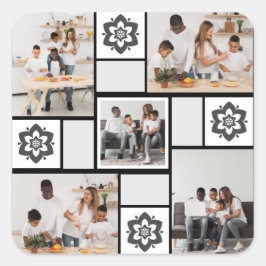 Ontwerp je eigen Floral 5 fotocollage Vierkante Sticker
