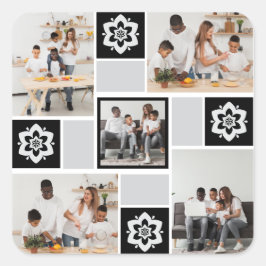 Ontwerp je eigen Floral 5 fotocollage Vierkante Sticker